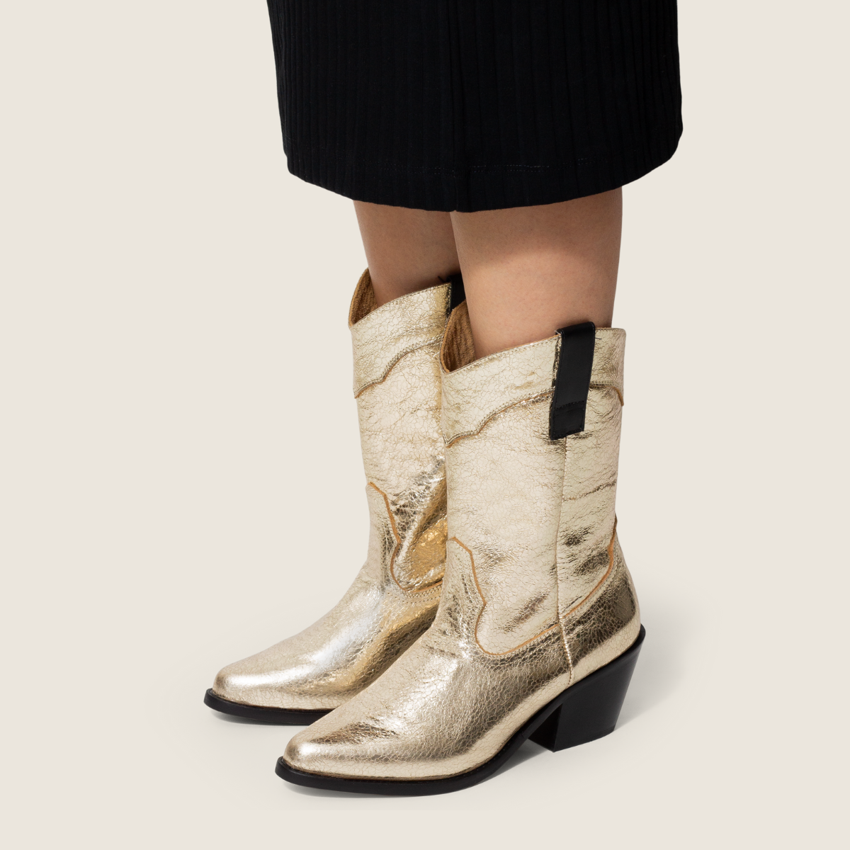 Bota Alta de Piel Julia Niquel