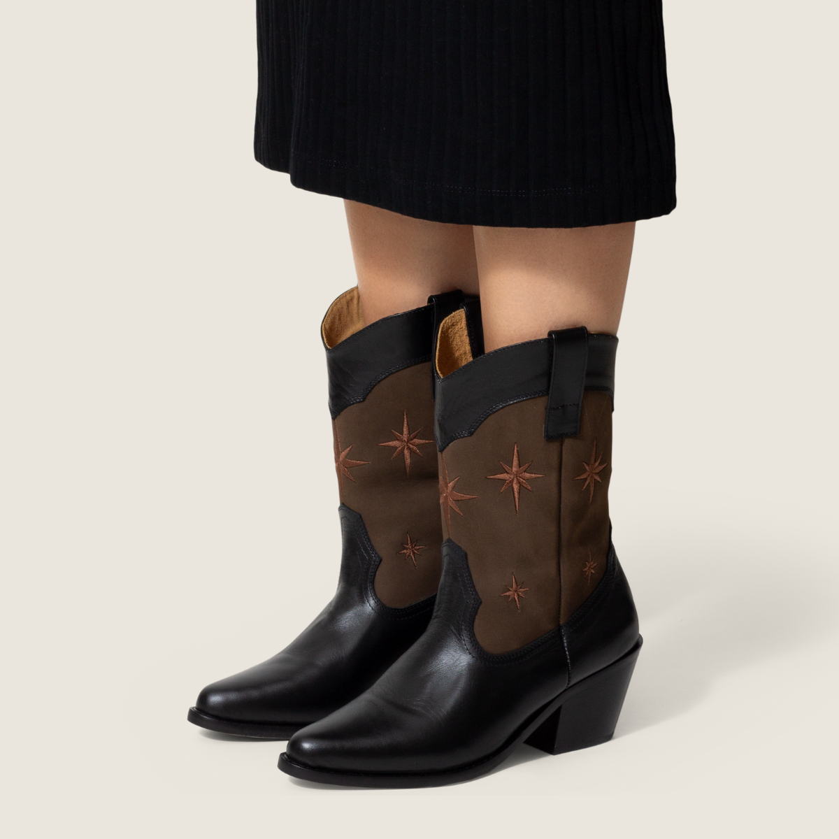 Bota Alta de Piel Julia Negro