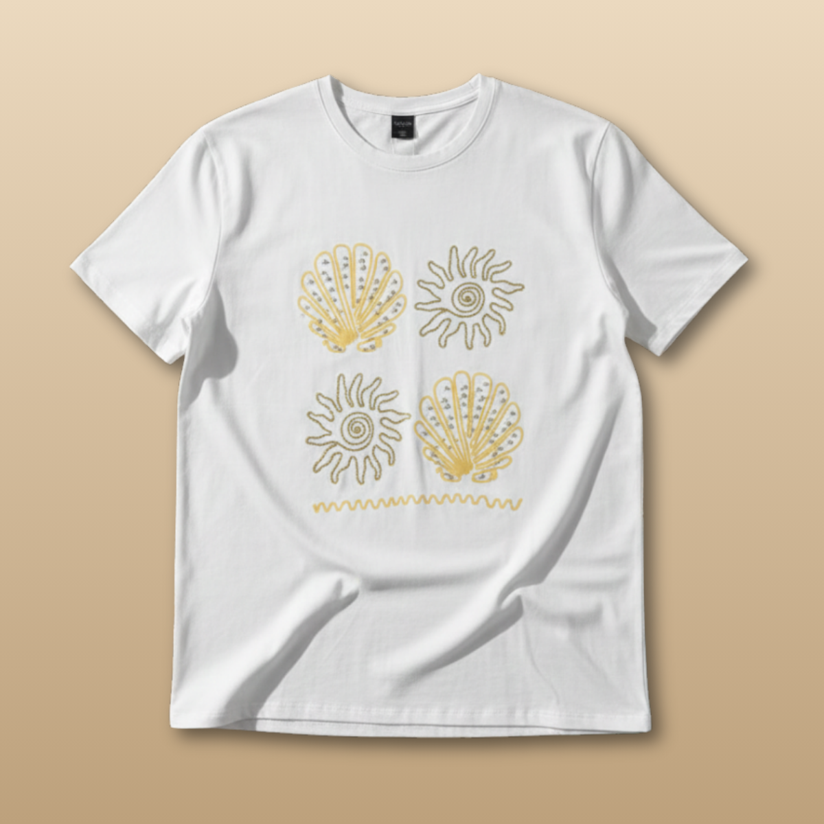 T-Shirt Blanca estampada de algodón oversized femenina -  Conchas