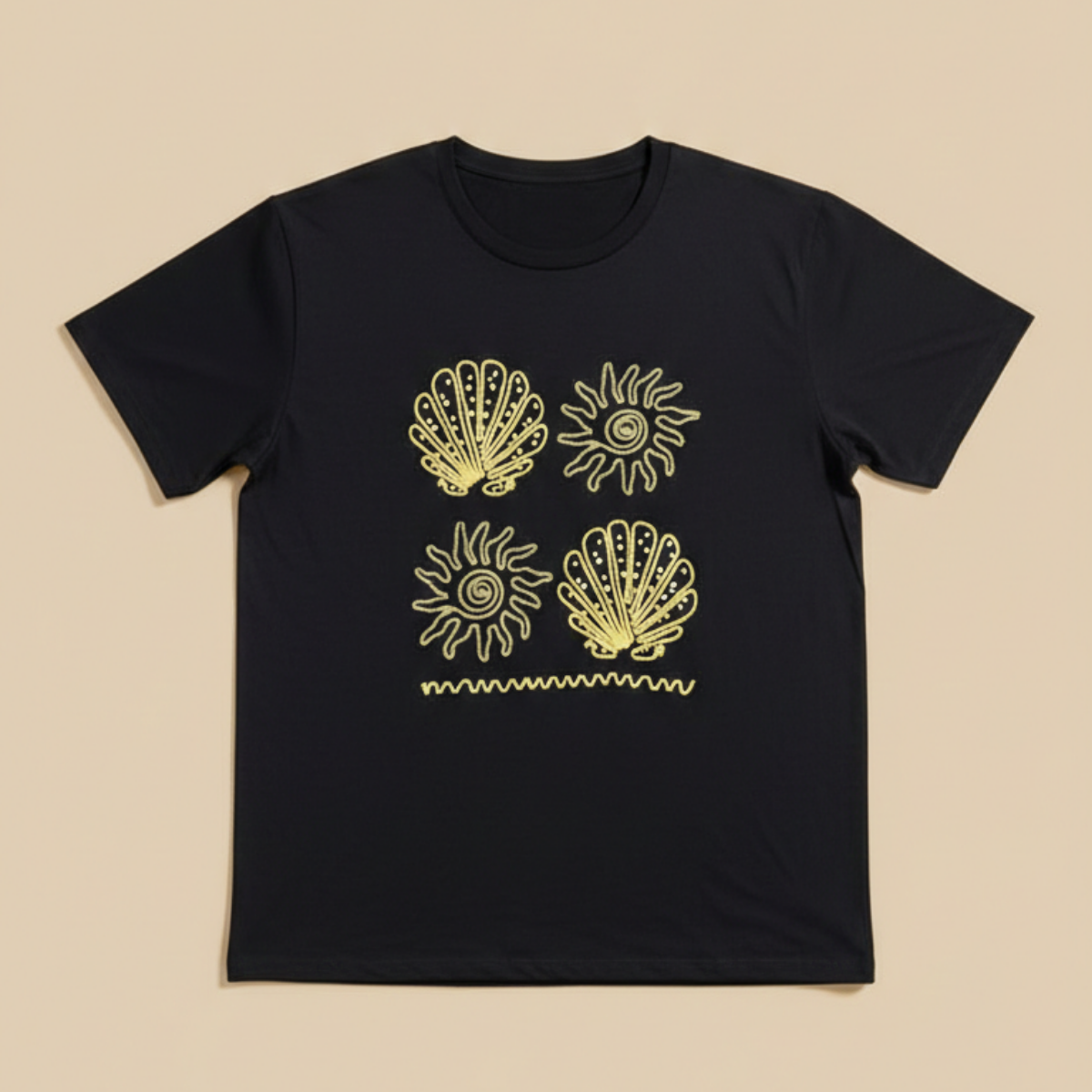 T-Shirt estampada de algodón oversized femenina -  Conchas