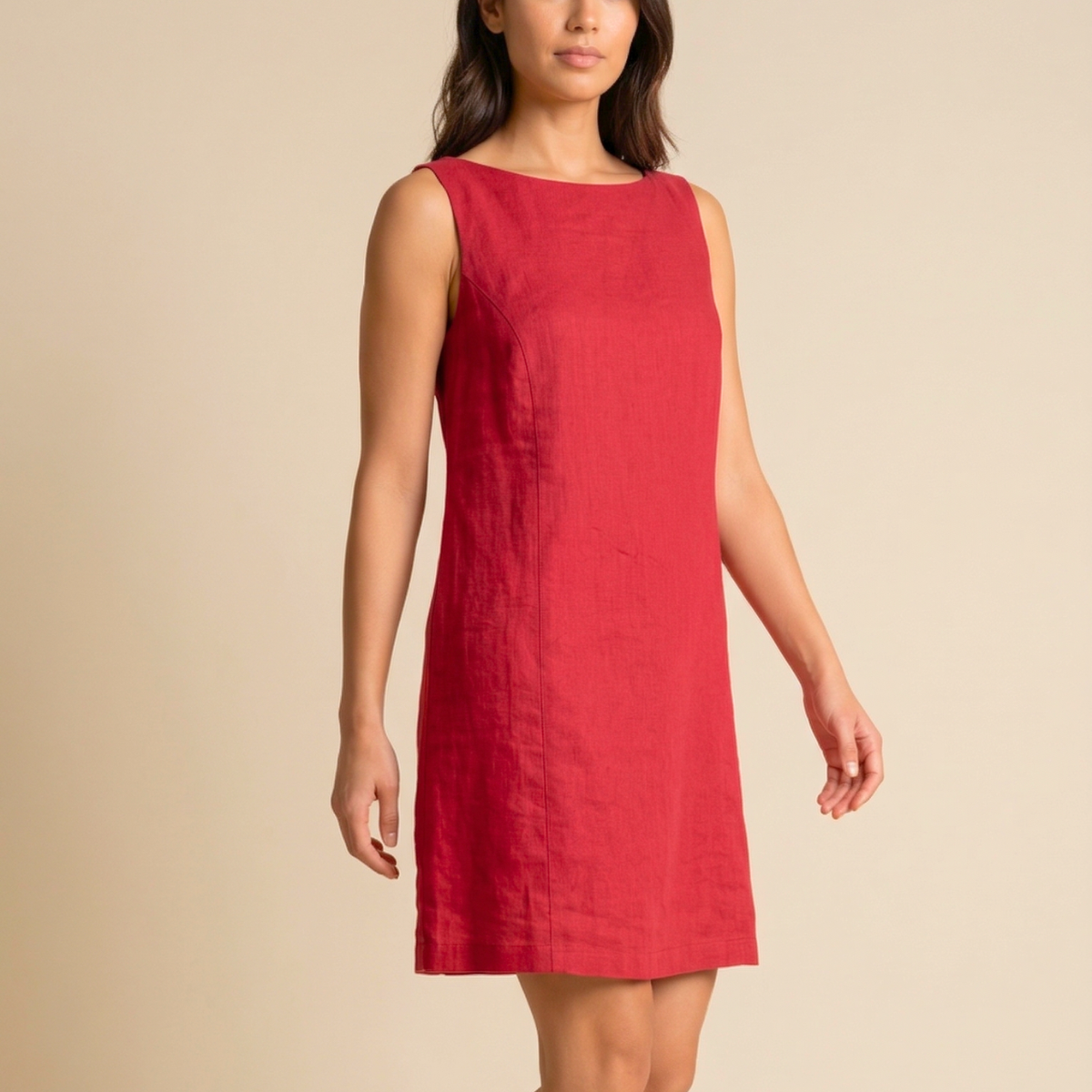 Vestido Lino Corto Rojo