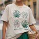 T-Shirt Marfil estampada de algodón oversized femenina -  Conchas