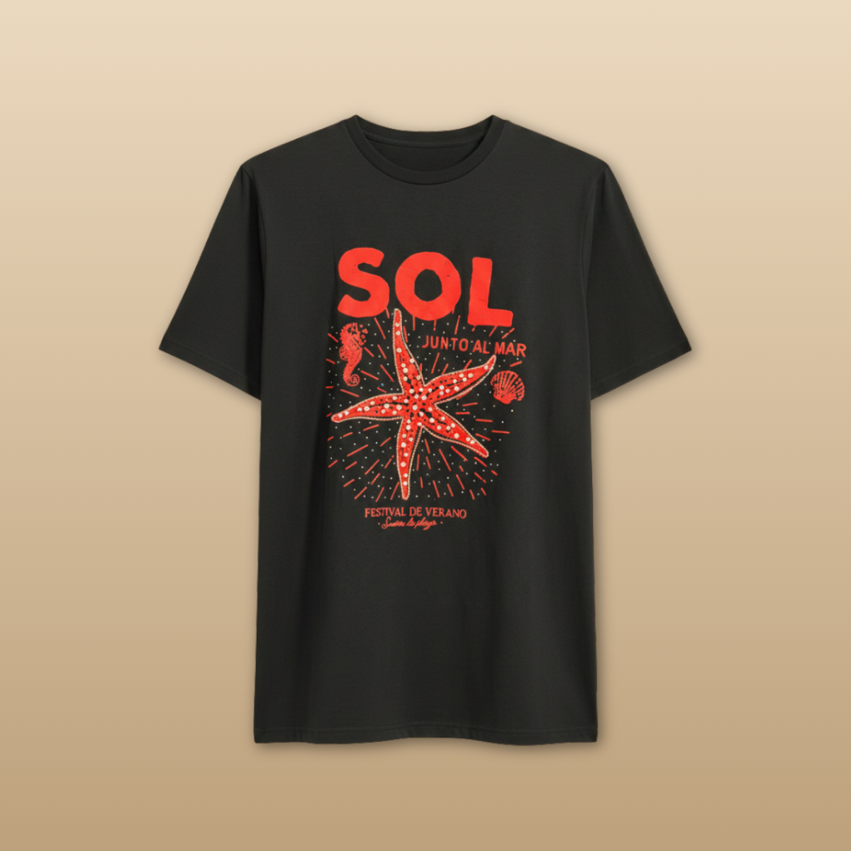 T-Shirt Negro estampada de algodón oversized femenina -  Estrella