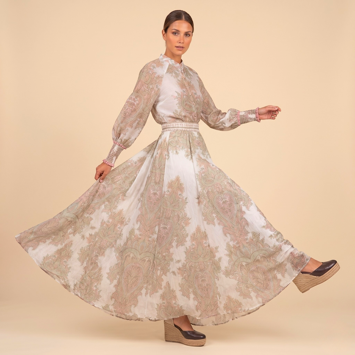 Set Falda Estampada Cafe