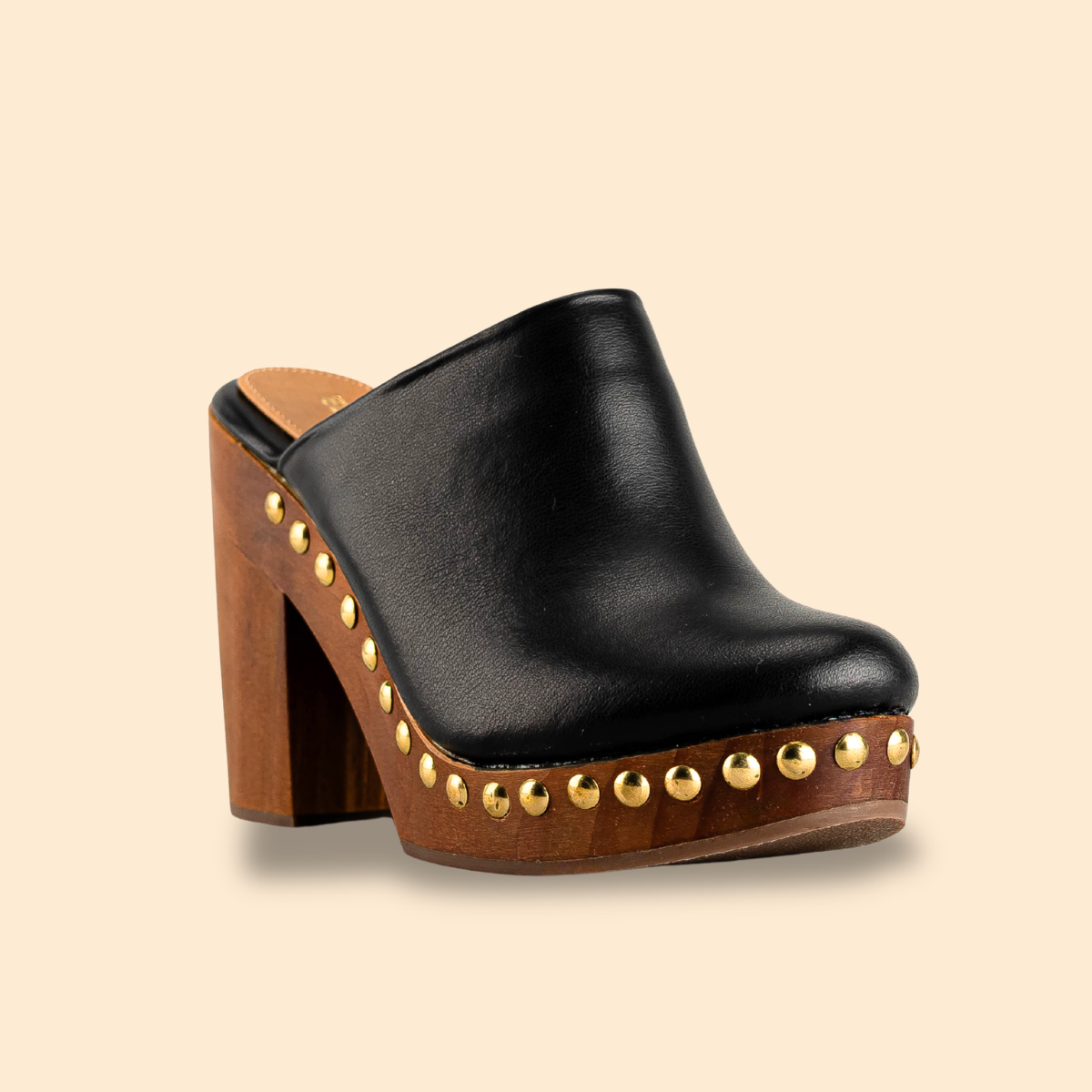 Claudia Negro Clogs de Madera