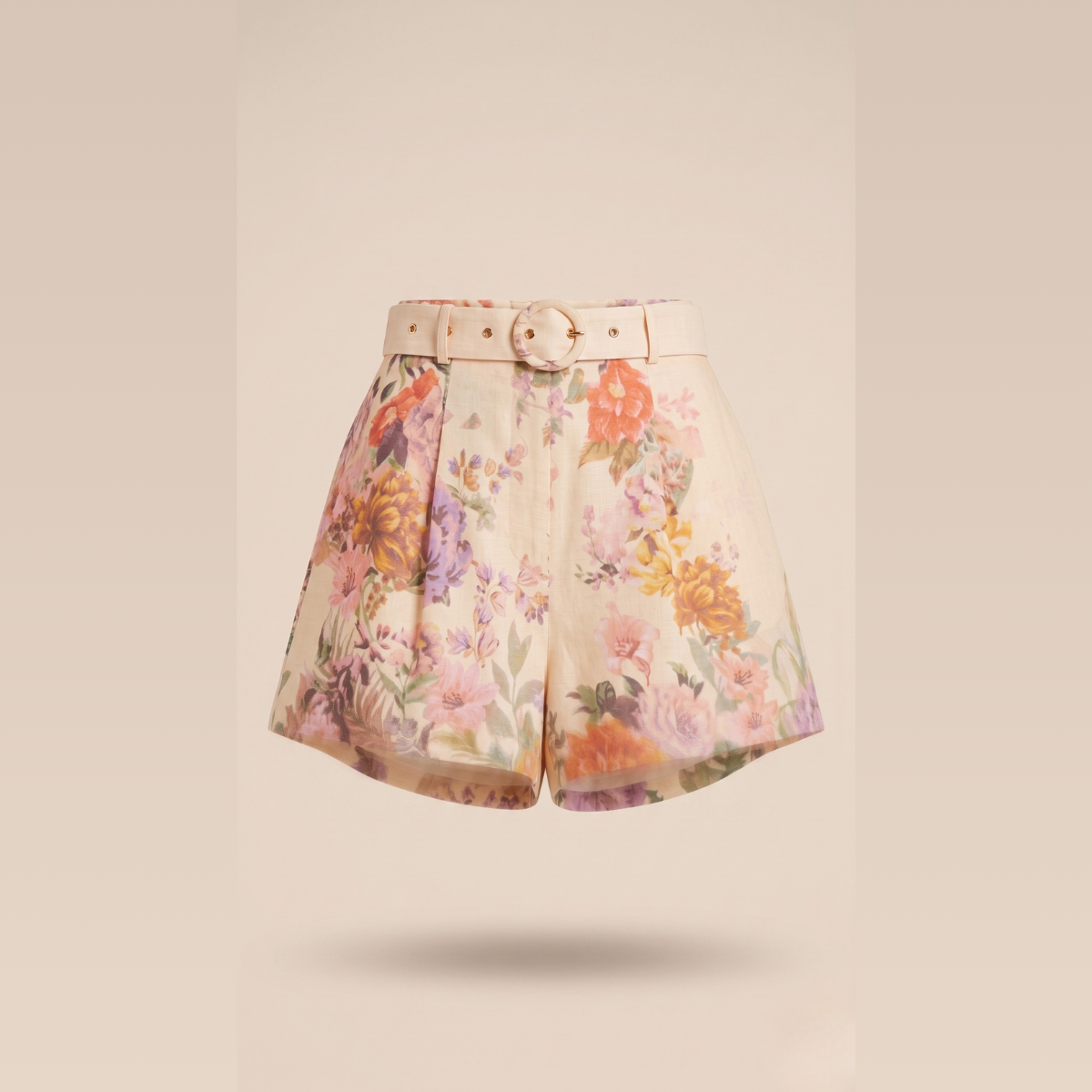 Set de Camisa Floral Con Short a Juego Beige