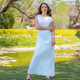 Vestido largo de lino blanco para verano