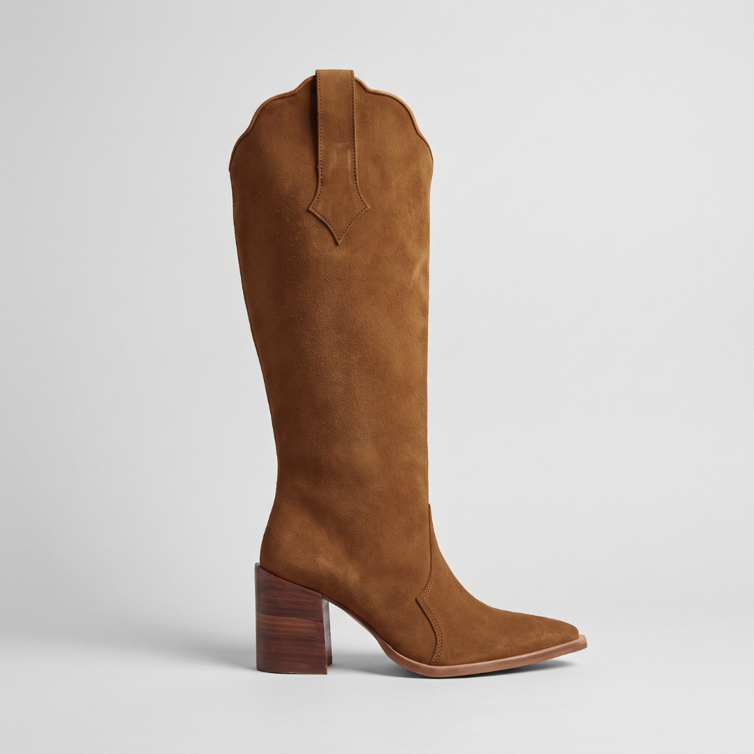 Domenica Bota Alta Gamuza Canela