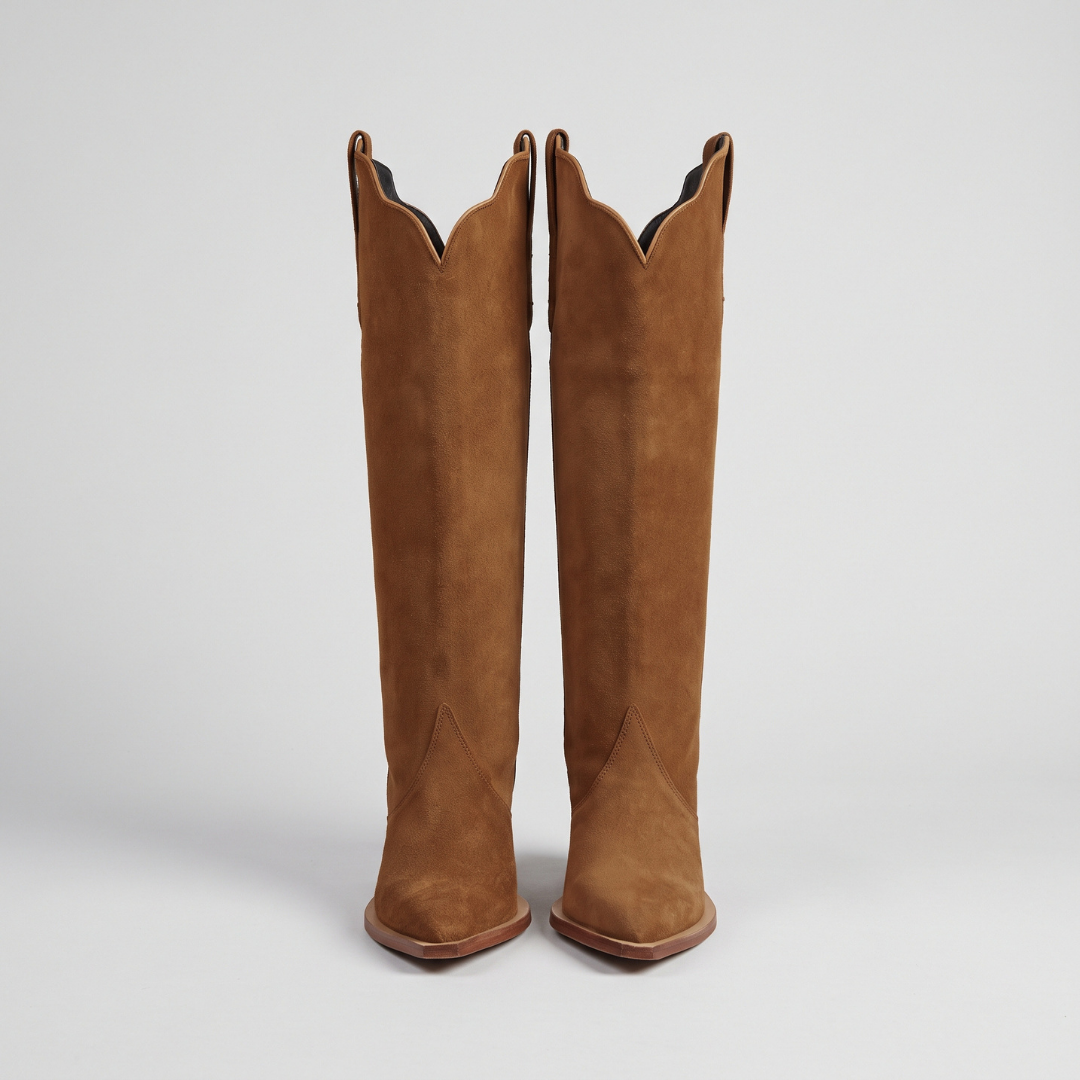 Domenica Bota Alta Gamuza Canela