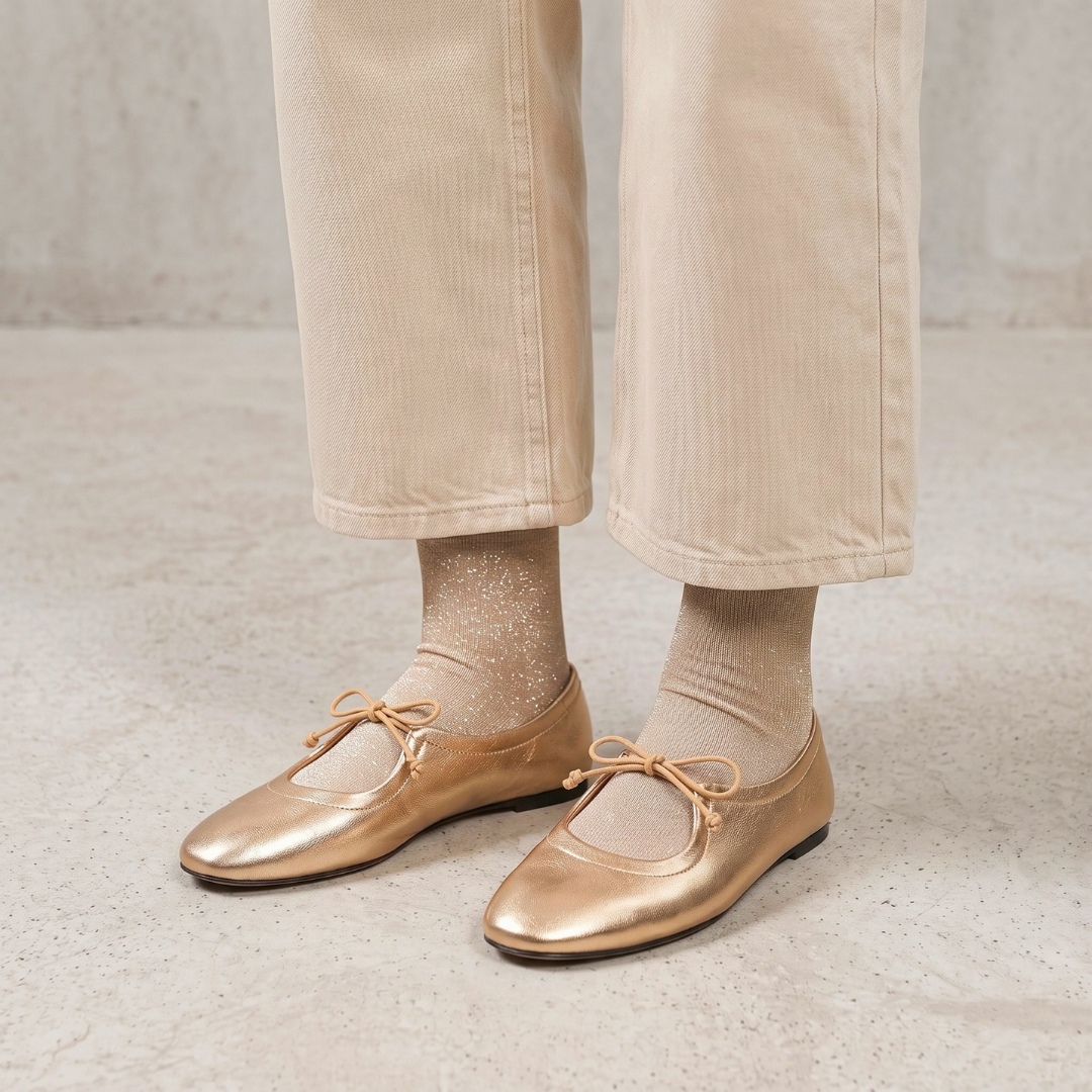 Calcetas Beige de Brillos para Mujer