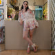 Set de Camisa Floral Con Short a Juego Blanco