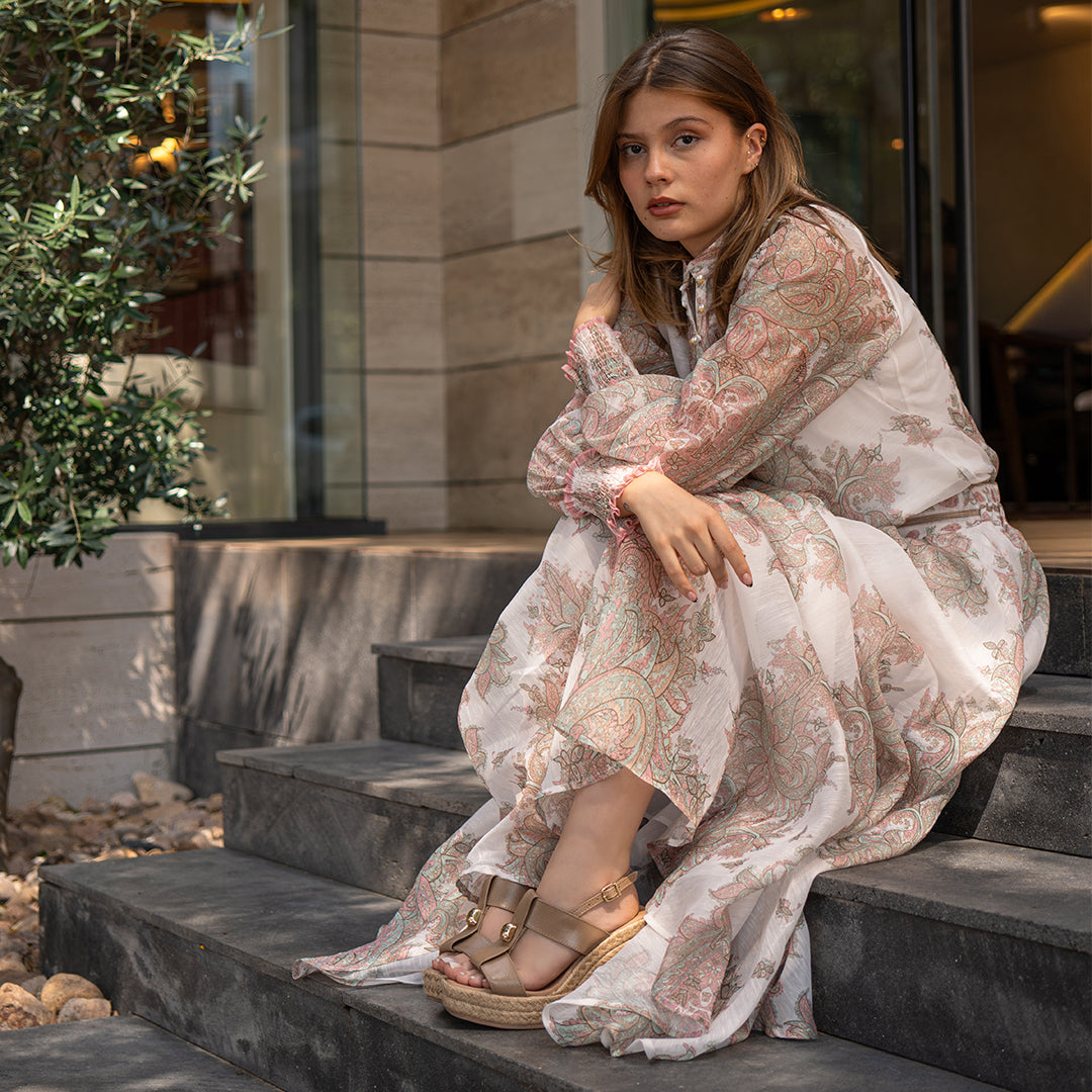 Set Falda Estampada Cafe